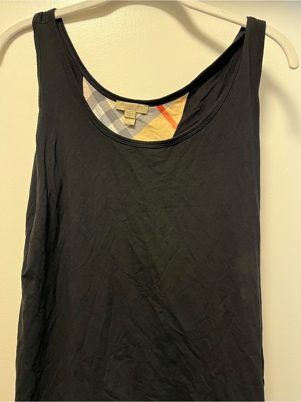Burberry Brit Black Tank with Signature Check Trim